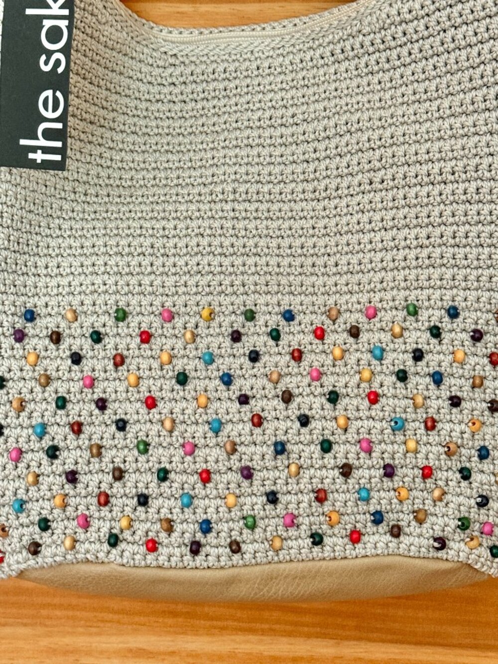 The Sak NWT Sequoia Hand Crochet Colorful Beaded Neutral Ecru Hobo Handbag - Picture 5 of 9